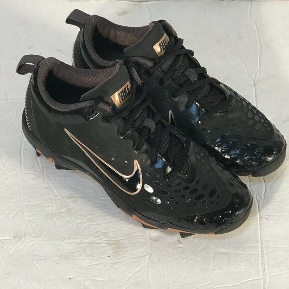 NIKE Fast Flex Black Gold Running Workout Athletic Shoes Cleats - Picture 2 of 15